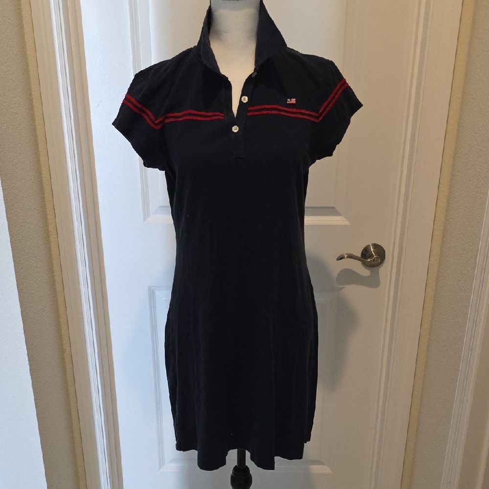 Polo by Ralph Lauren Black Dress with Red Accents